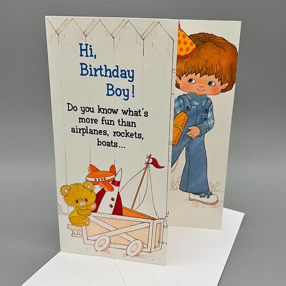Vintage "Hi Birthday Boy" Birthday Card Unused